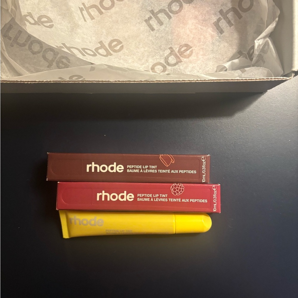 Limted edition RHODE Peptide Lip Tint trio. Ecpresso,raspberry jelly and lemonti - Picture 2 of 7